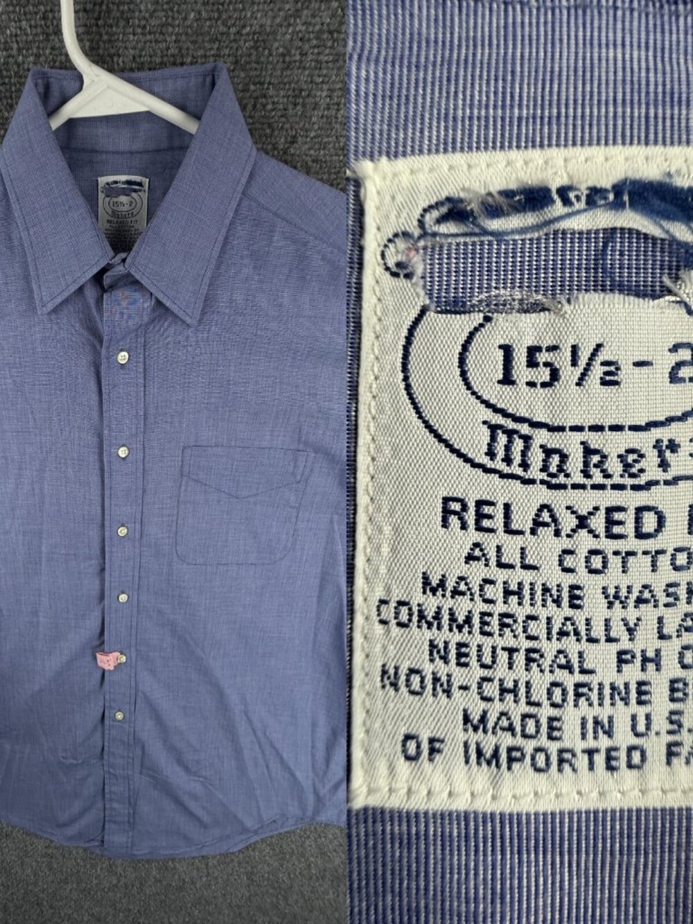 VTG Brooks Brothers Makers 15.5 32 Cotton Long Sleeve Button Up USA Blue Relaxed